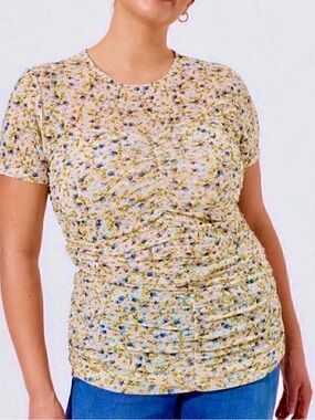 NWT Torrid Stretch Mesh Crew Neck Ruched Top Ditsy Floral Women’s Size 4X 26